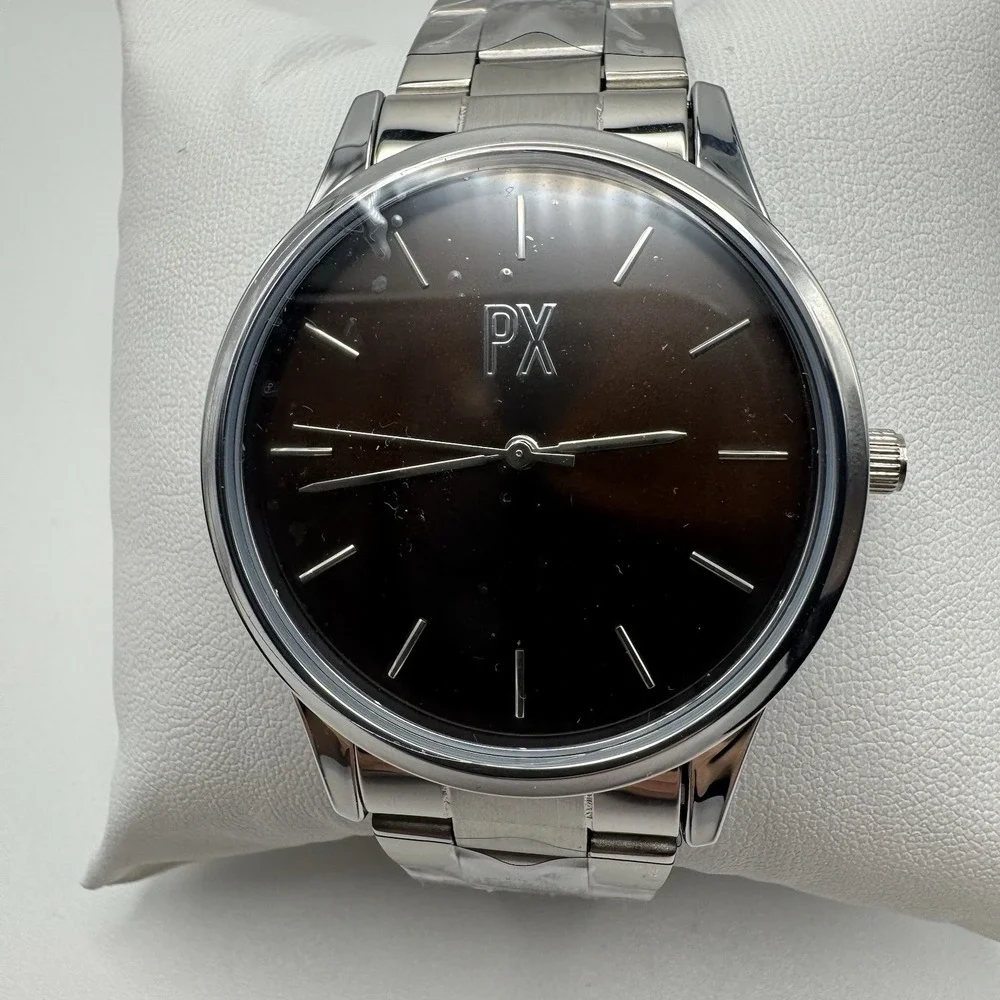 PX‎ Watch Silver Tone Bracelet With Brown Face Model 9WA9001M